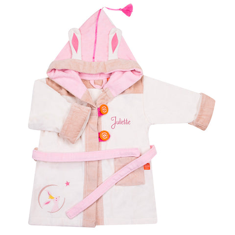 Personalized bathrobe for children - Ecru Rabbit