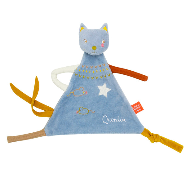 Personalized baby comforter - Blue Cat