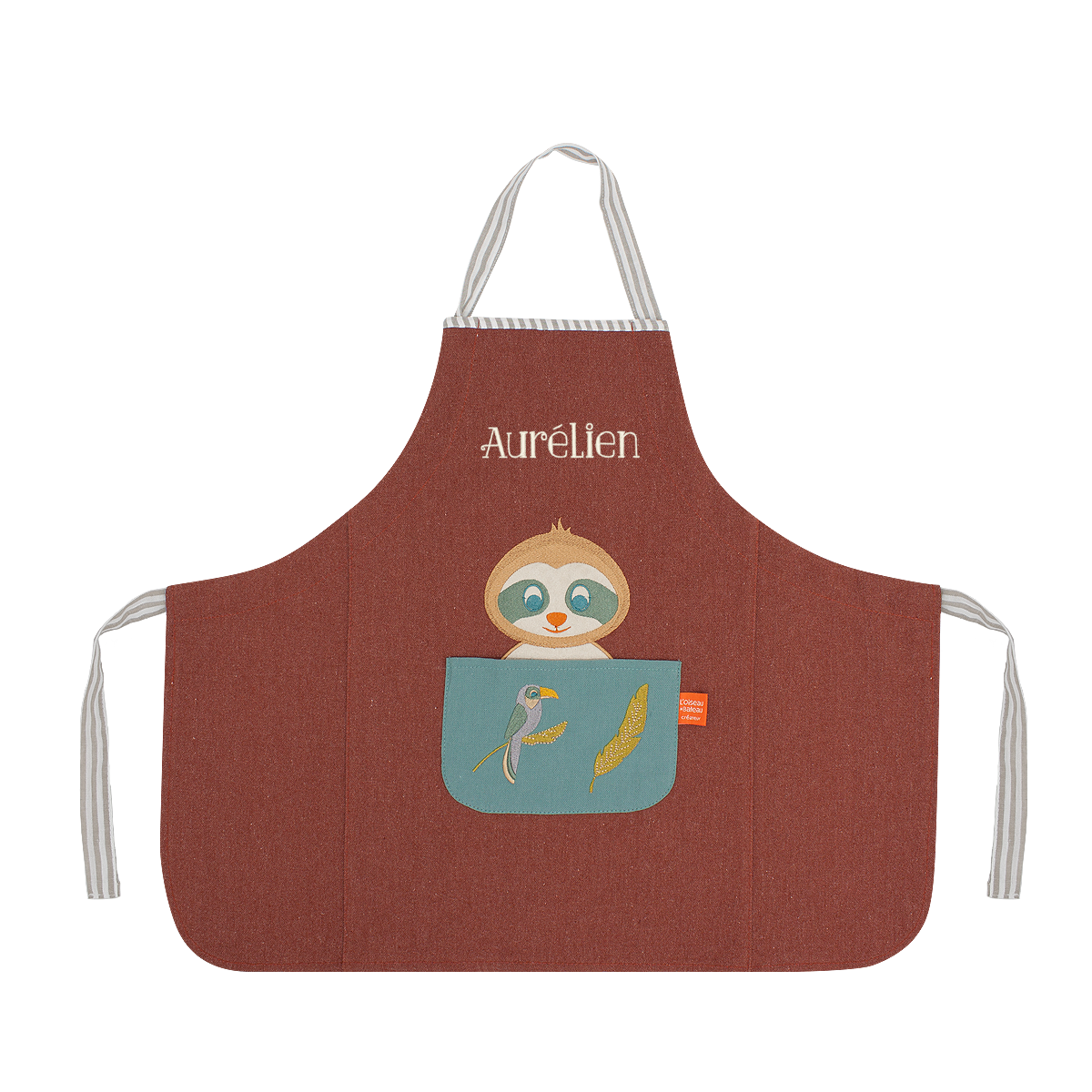 Personalized apron for children - Chestnut Sloth