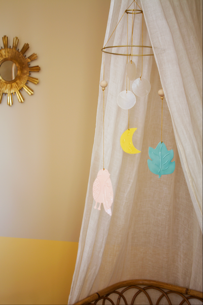 Decorative mobile for children - Mother-of-pearl and Moon