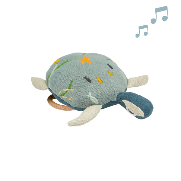 Turtle musical comforter for baby - Blue