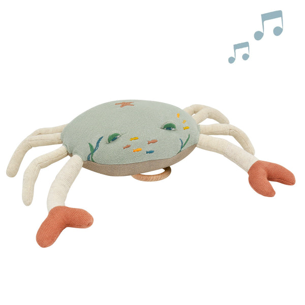 Crab musical comforter for baby - Mint