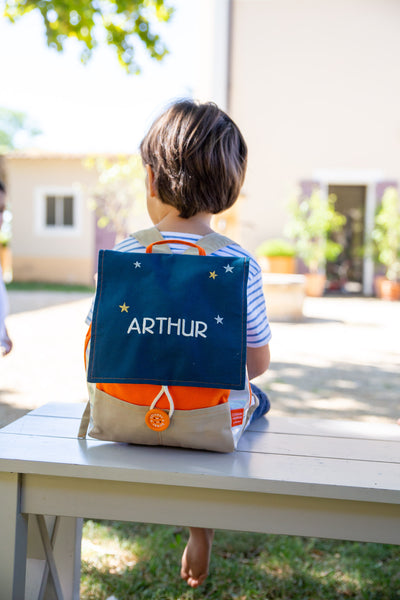 Personalized Astro children's backpack - Orange and Gauloise