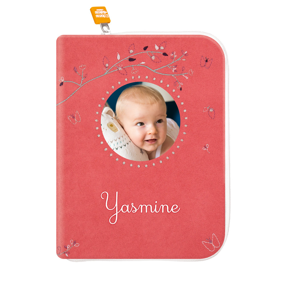 Personalized health book cover with photo – Coral