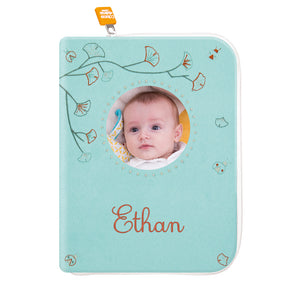 Personalized health book cover with photo – Turquoise