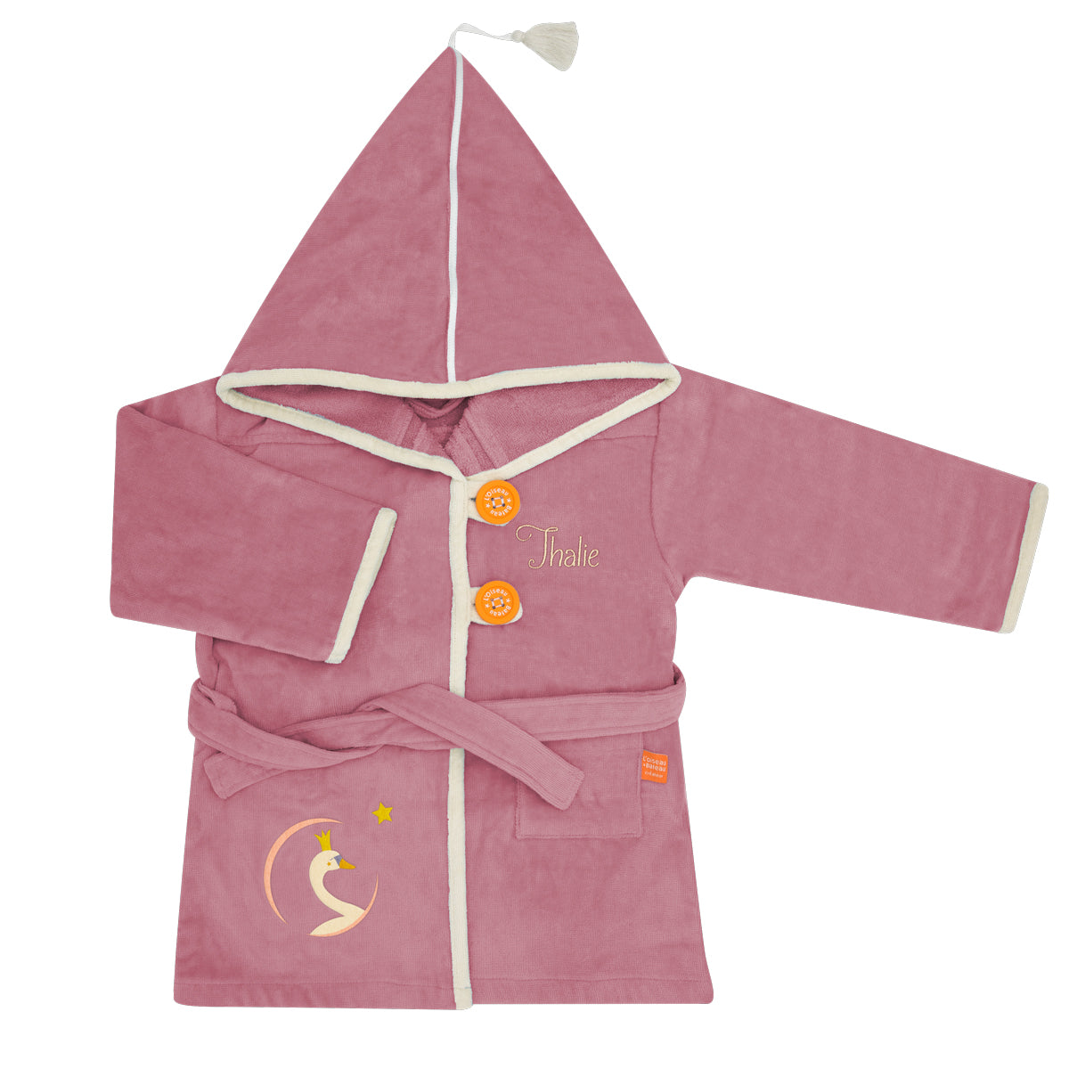 Personalized bathrobe for children - Old Pink Swan
