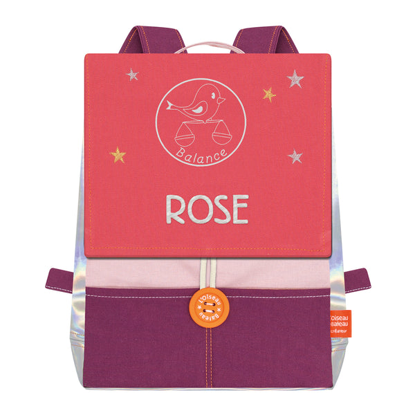 Personalized Astro children's backpack - Powder and Grenadine