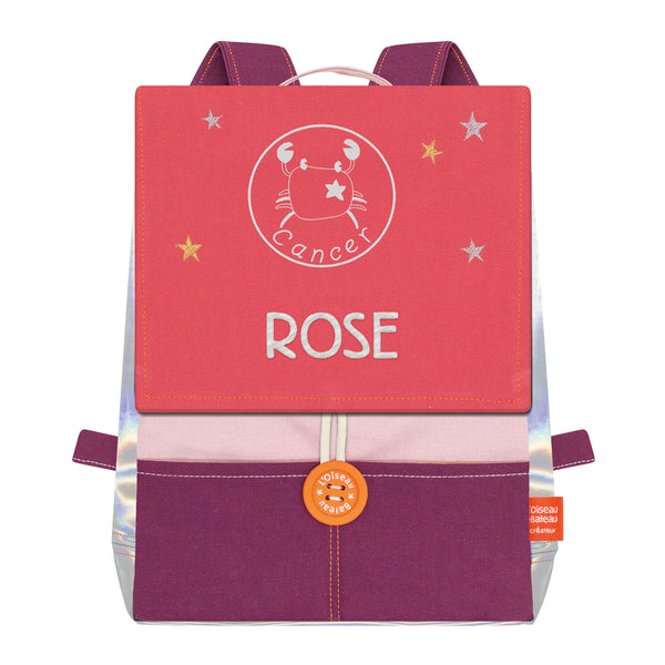 Personalized Astro children's backpack - Powder and Grenadine