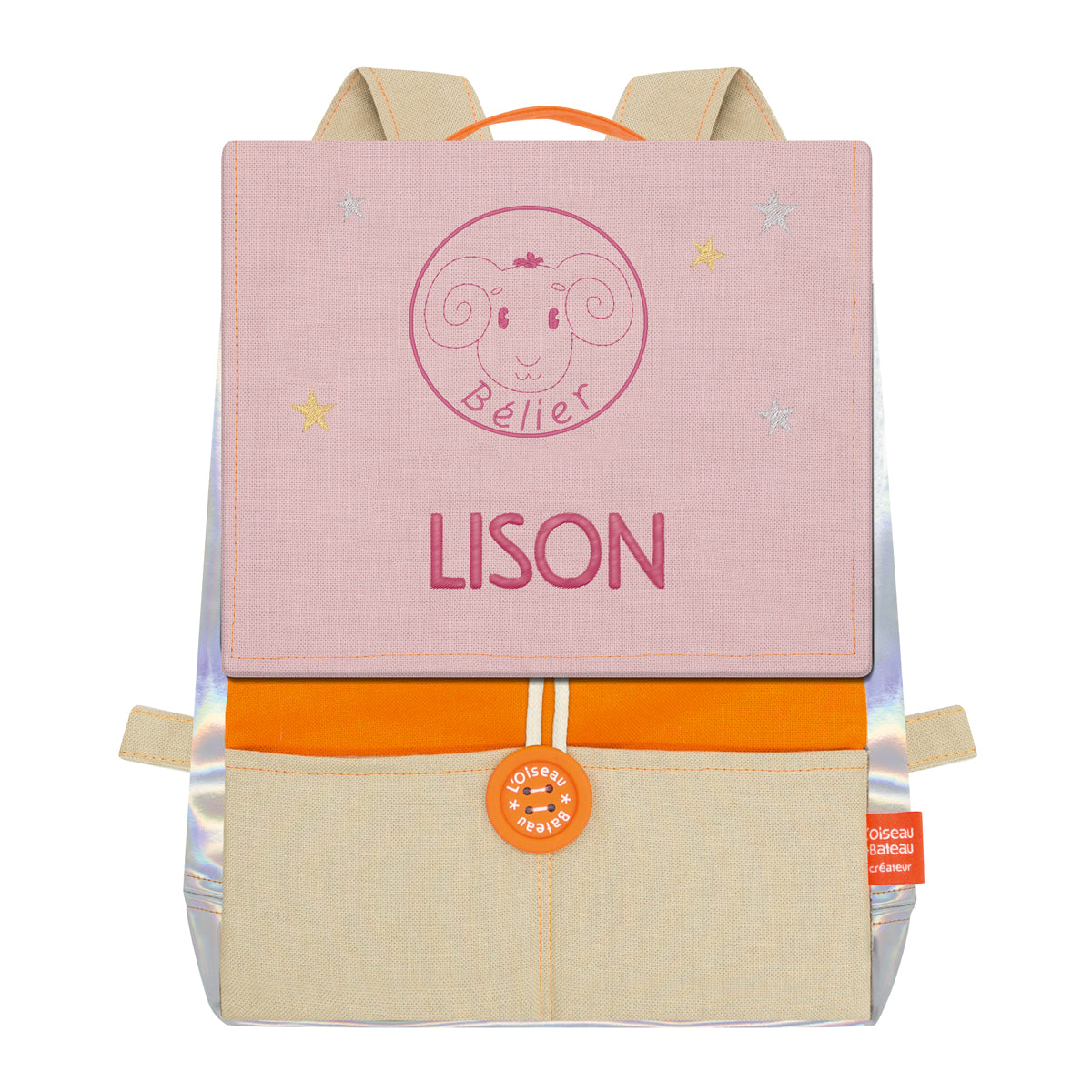 Personalized Astro children's backpack - Orange and Powder