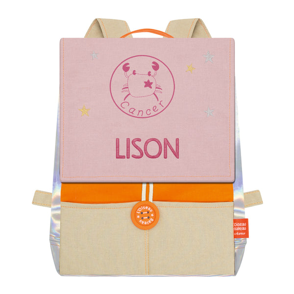 Personalized Astro children's backpack - Orange and Powder