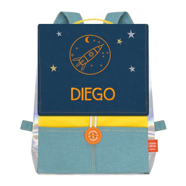 Personalized Astro children's backpack - Mustard and Gauloise