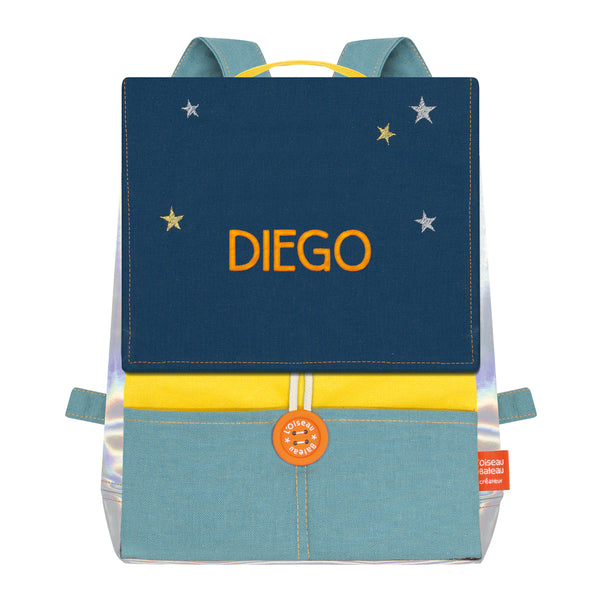 Personalized Astro children's backpack - Mustard and Gauloise