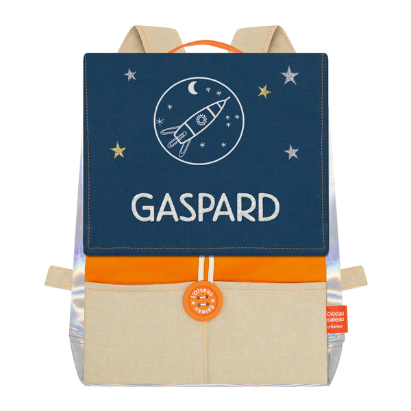 Personalized Astro children's backpack - Orange and Gauloise
