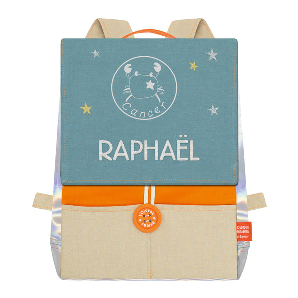 Personalized Astro children's backpack - Orange and Ocean