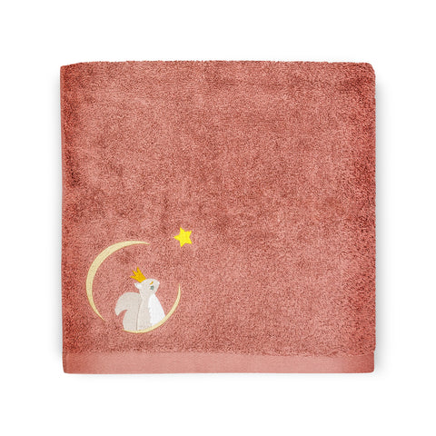 Personalized children's towel - Squirrel Marsala