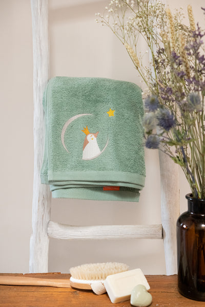 Personalized children's towel 50x100 - Green penguin