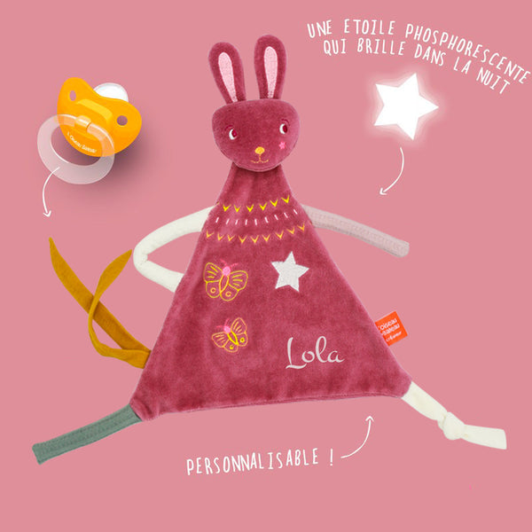 Personalized baby comforter - Pink Rabbit